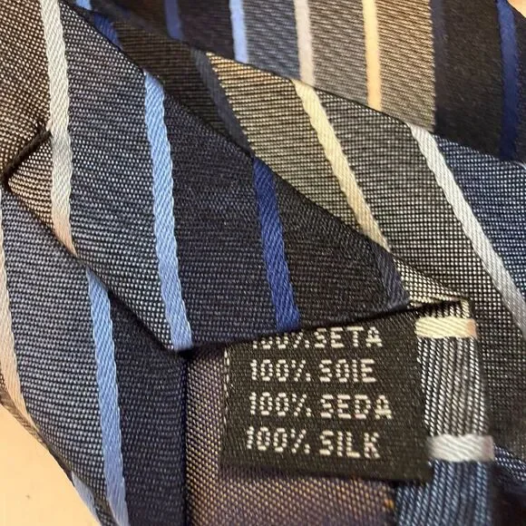 Valerio Garati Blue White Striped Silk Tie 59x4 Business Attire Classic Necktie - Picture 5 of 7